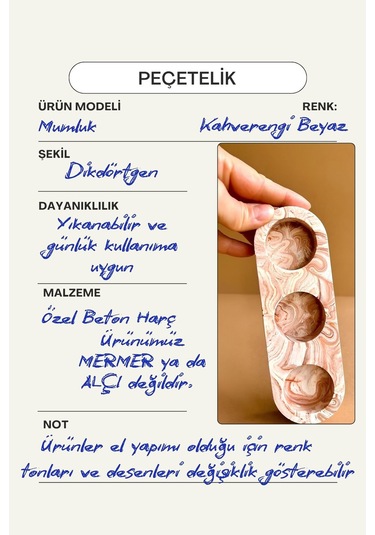 Kahverengi Mermer Desenli 3 Gözlü Beton Mumluk Minimalist Tealight Ve Dekoratif Şamdan Kahverengi