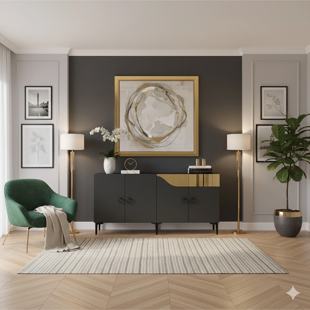 Ka1514ag Gama150 Konsol, Kahve Köşesi, Tv Sehpası Antrasit-gold 150cm Antrasit