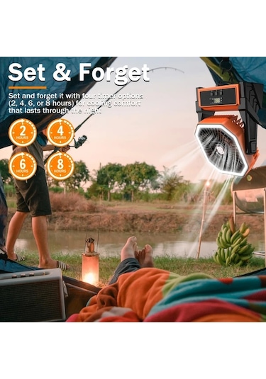 Motion003 Turuncu Taşınabilir Fan Pil İle Çalışır Açık Hava Ve Ev İş Yeri Kullanımı Uzaktan Kumandalı