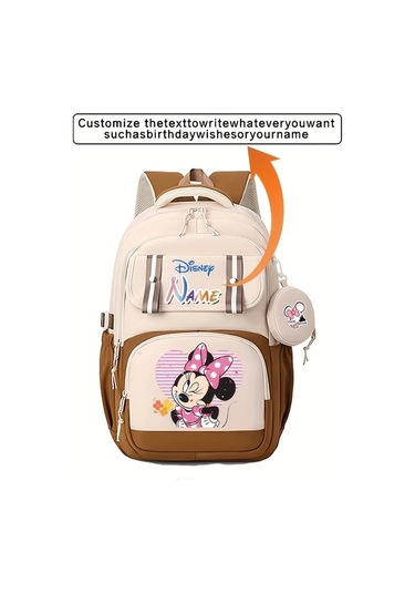 Wangxi Disney Minnie Mouse Sırt Çantası E Sku Özel İsim Ayarlanabilir Askı Hafif Rahat Tablet Bölmeli Büyük Kapasite Günlük Kullanım Seyahat Tatil Hediyesi 40g Geo Black