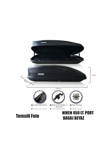 Araç Üstü Port Bagaj Kapalı Tabut 3 Kilitli 450 Lt Beyaz Niken