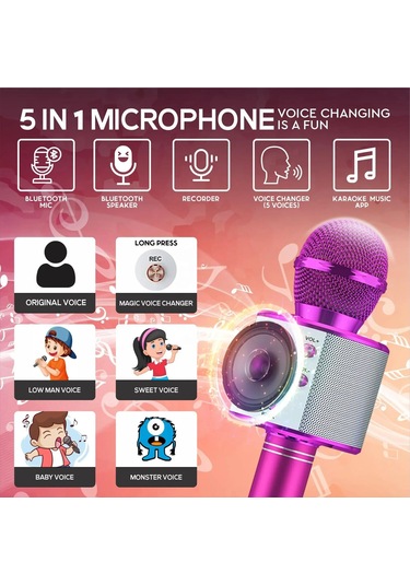 Kablosuz Bluetooth Karaoke Mikrofon Hoparlör Şarj Edilebilir El