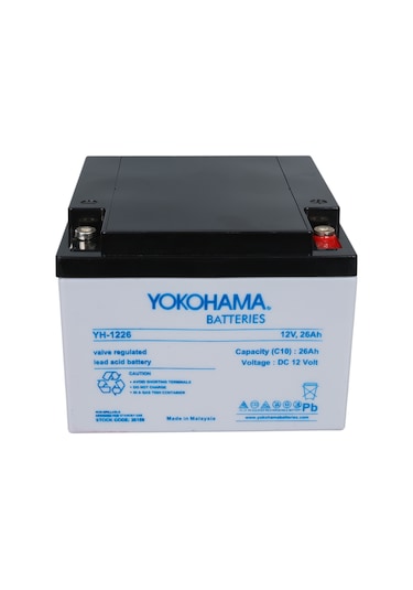 Yokohama Yh-122.6 12 Volt 26 Amper Akü 165x176x125 Mm