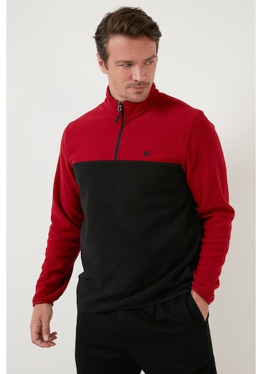 Buratti Regular Fit Anti-Pilling Tüylenme Yapmayan Dik Yaka Şardonlu 2'Li Paket Erkek Polar 5906016S2 Bordo-Haki