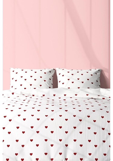 Pamuklu Çift Kişilik Nevresim Seti Nevresim Ve Yastık Kılıfı Çarşafsız Eleanor Beyaz