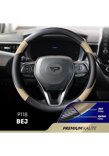 Panda Oto Direksiyon Kılıfı - Deri / Karbon - Universal