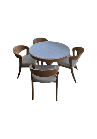 Lindon Baba Ayak Yuvarlak Açılır Masa 110x110 Naturel