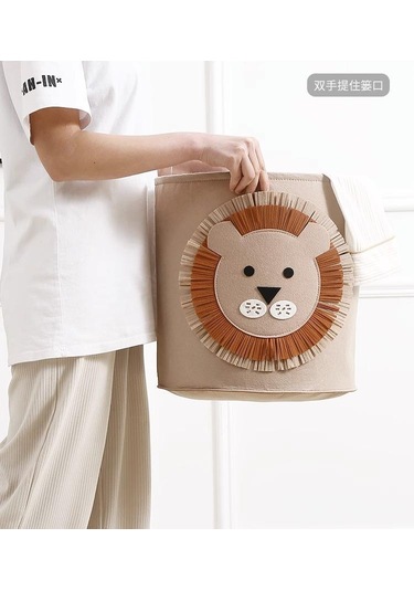 Büyük Kapasiteli Karikatür Hayvan Keçe Saklama Kovası Yıkanabilir Tiger