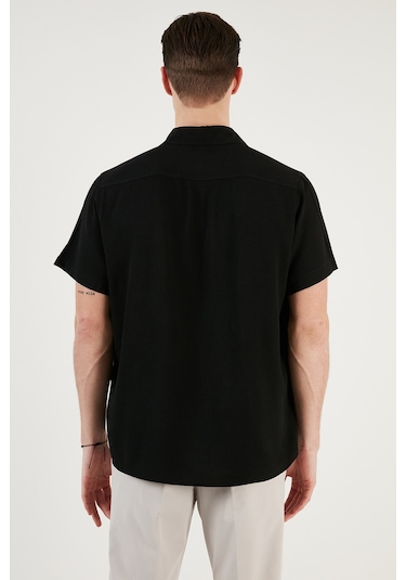 Buratti Pamuk Karışımlı Kısa Kollu Regular Fit Erkek Gömlek Cf23S113139 Siyah