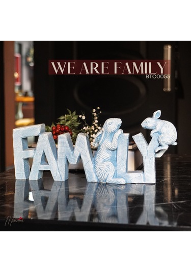 El Yapımı Dekoratif "aile" Tabelası Tavşan Heykelleri İle - Ev