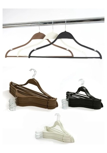 10'lu Siyah, Beyaz, Kahve Plastik Askı Seti Dayanıklı Kıyafet Askıları, Ev Ve Ofis Kullanımı İçin Siyah