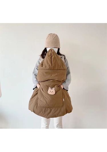 Flybuy Yüksek Sonbahar Sıcak Rüzgar Canlı Renkli Pelerin Ön Köri Kış Kayış Kapak Kalınlaştırılmış Ikkb Geçirmez Bebek Battaniye Ayı Kahverengi