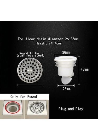 Joyhub Mingjin Shop2 Tip 1 Stili Yer Sifonu Çekirdek Paslanmaz Çelik Deodorant Böcek Geçirmez Banyo Derin Su Mühür U Tipi Tuvalet Kanalizasyon Lavabo Anti-koku Kapağı I4v9hb Renkli Çok Renkli