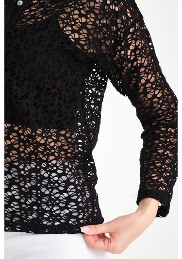 By Papi Dantel Gömlek Siyah