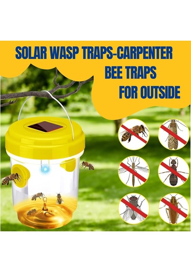 Teltree Dış Mekan Gantung Tipi Güneş Enerjili Arı Tutucu - 2 Adet Sarı Renkli Arı Tuzağı
