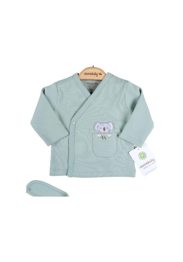 3 Ay Koala Nakışlı Çizgili 5'li Hastane Çıkış Seti Yeşil