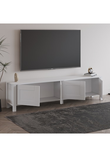 Vachel 4 Kapaklı Modern Tv Sehpası Beyaz
