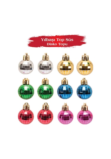 Yılbaşı Top Süs 3 Cm Disko Topu 12 Li