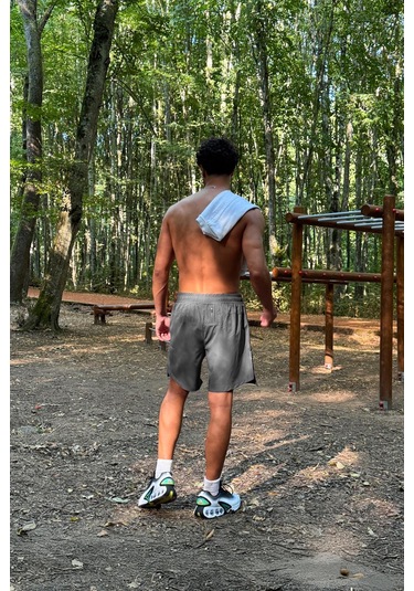 Flaw Fermuar Cepli Sportif Şort Füme Füme
