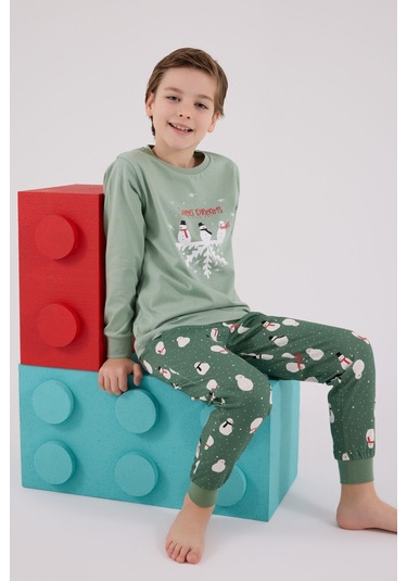 Rolypoly Erkek Çocuk Yeşil Pijama Takımı Rp3681-c-v2