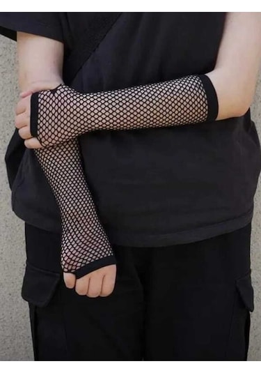 Tezzgelsin Düz Güpürlü Kalın Fileli Ikili Gothic Kolluk Siyah