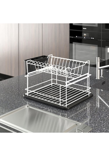 Teknotel İki Katlı Modüler Tabaklık Bulaşıklık Beyaz Kb010