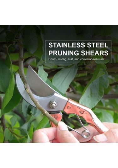 Hangfox Gümüşçelik Bahçe Budama Makası - Ergonomik Kavrama, 35mm Kalın Dal Kesimi, Yarı Eğik Bıçaklı, Gümüş/altın Renk Seçeneği