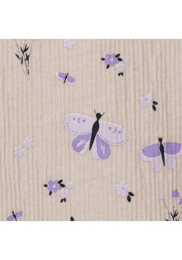 Kelebek Kol Fırfır Askılı Üçlü Body Set Lila