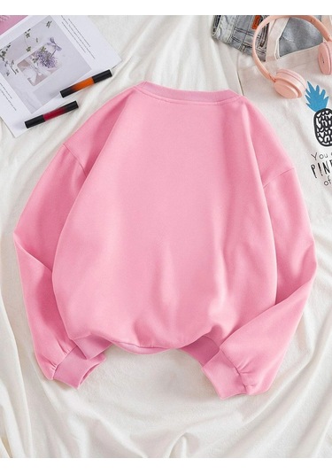 Unisex Kadın/Erkek Vans Renkli Oversize Bisiklet Yaka Pamuklu Sweatshirt