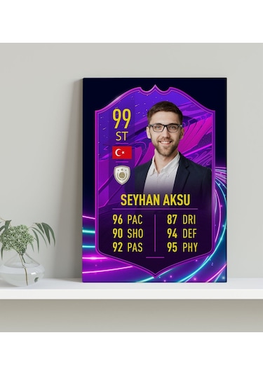 Kişiye Özel Kanvas Tablo Futbolcu Kartı 30X50Cm-1