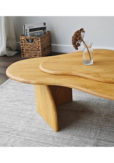 Meltedi Masif Ağaç Tasarım Orta Sehpa 96 X 65cm Teak