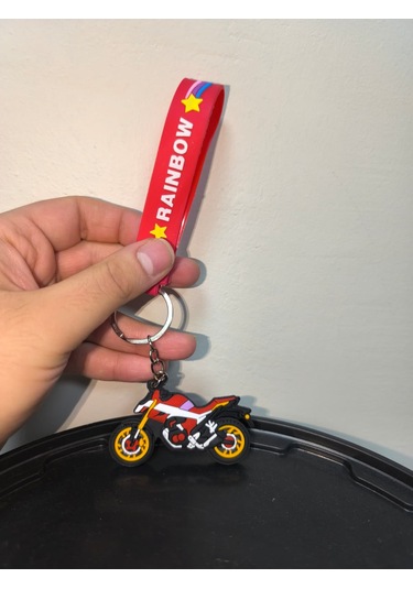 Silikon Kaliteli Motosiklet Anahtarlığı Esnek, Dayanıklı Ve Şık Tasarım Kırmızı