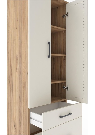 Hyperion Dolap 4 Raflı 2 Çekmeceli 2 Kapaklı 60x44x182 Çam-ay... Çam