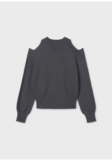 Mayoral Gri Kız Çocuk Omuzları Açık Kazak 7312 Gri