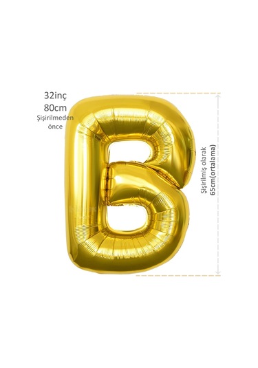 Harf Folyo Balon Altın Gold B Harfi 32inç 80cm