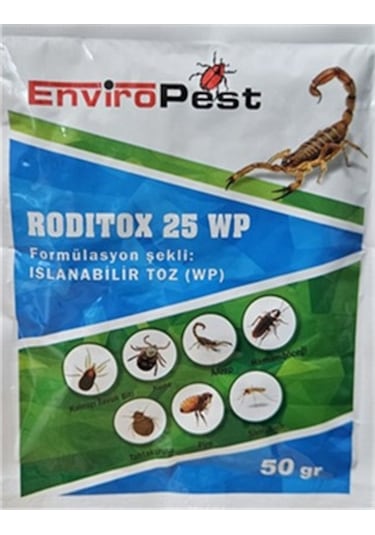Enviro Pest Roditox 25 Wp Toz Kene Pire Akrep ve Tahtakurusu 50 G
