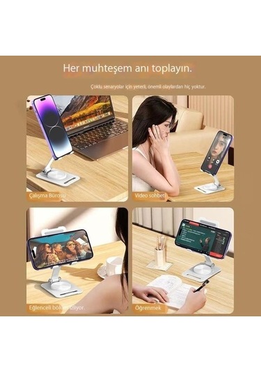 Luckysouk Katlanır Cep Telefonu Karbon Çelik Masaüstü Standı Ayarlanabilir Internet Ünlü Eserdir Kırmızı - Siyah Var Direksiyon F7t587