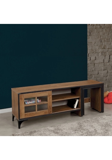 Revival Metal Ayaklı Tv Ünitesi 150 Cm Koyu Meşe