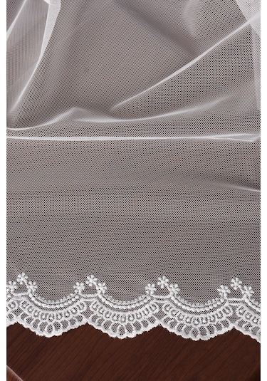 Grek Etek Nakış İşlemeli Çicek Desen Tül Perde