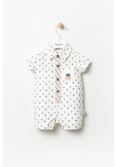 Pamuklu Penguen Detaylı Erkek Bebek Bayramlık Tulum 12779 001