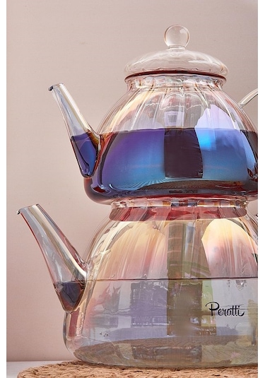 Perotti Vitor Luster Borosilikat Cam Çaydanlık 800ml + 1.5l 16481 Şeffaf