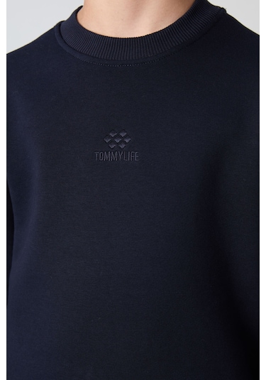 Lacivert Pamuklu Kalın İçi Tüylü Yumuşak Dokulu Standart Fit Nakışlı Erkek Çocuk Eşofman Takım - 11 Lacivert