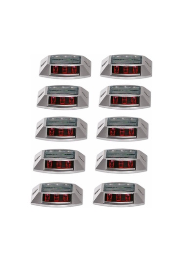 10 Adet Güneş Enerjili Solar Yol Butonu Kırmızı-evelux 11920 Slk