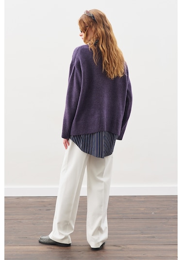 Chunky Oversıze Kazak Mor Mor