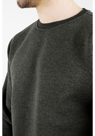 Uniprom Sıfır Yaka Sweatshirt Kalın Kumaş İçi Şardonlu Antrasit Erkek Antrasit