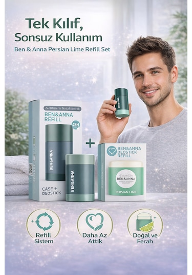 Ben & Anna Persian Lime Refill Set Kutu Deostick + Yedek Deostick Refill