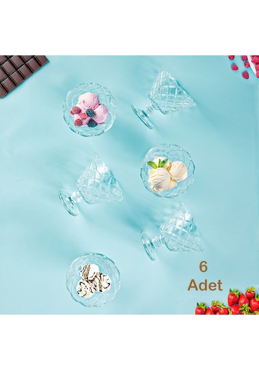 Porsima 1108 6lı Ayaklı Dondurma Magnolia Kasesi Sunum Kase Seti