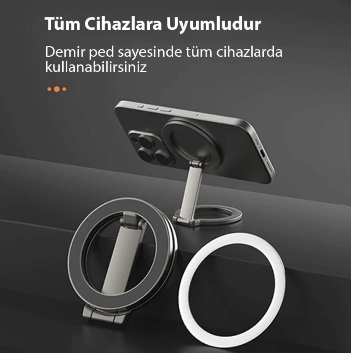 Mini Çok Güçlü Katlanır Telefon Tutucu Araç Masa Araba Yer Kaplamayan Magsafe Tüm Telefonlara Uyumlu