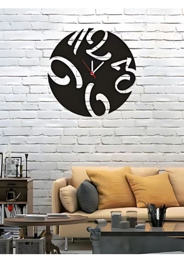 Dekoratif Ahşap Saat Siyah