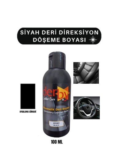 Derby Siyah Deri Oto Koltuk Direksiyon Döşeme Boyası 100 ML